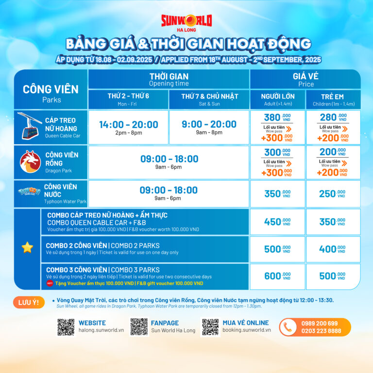 Operating hours and Ticket prices from August 18 to September 2